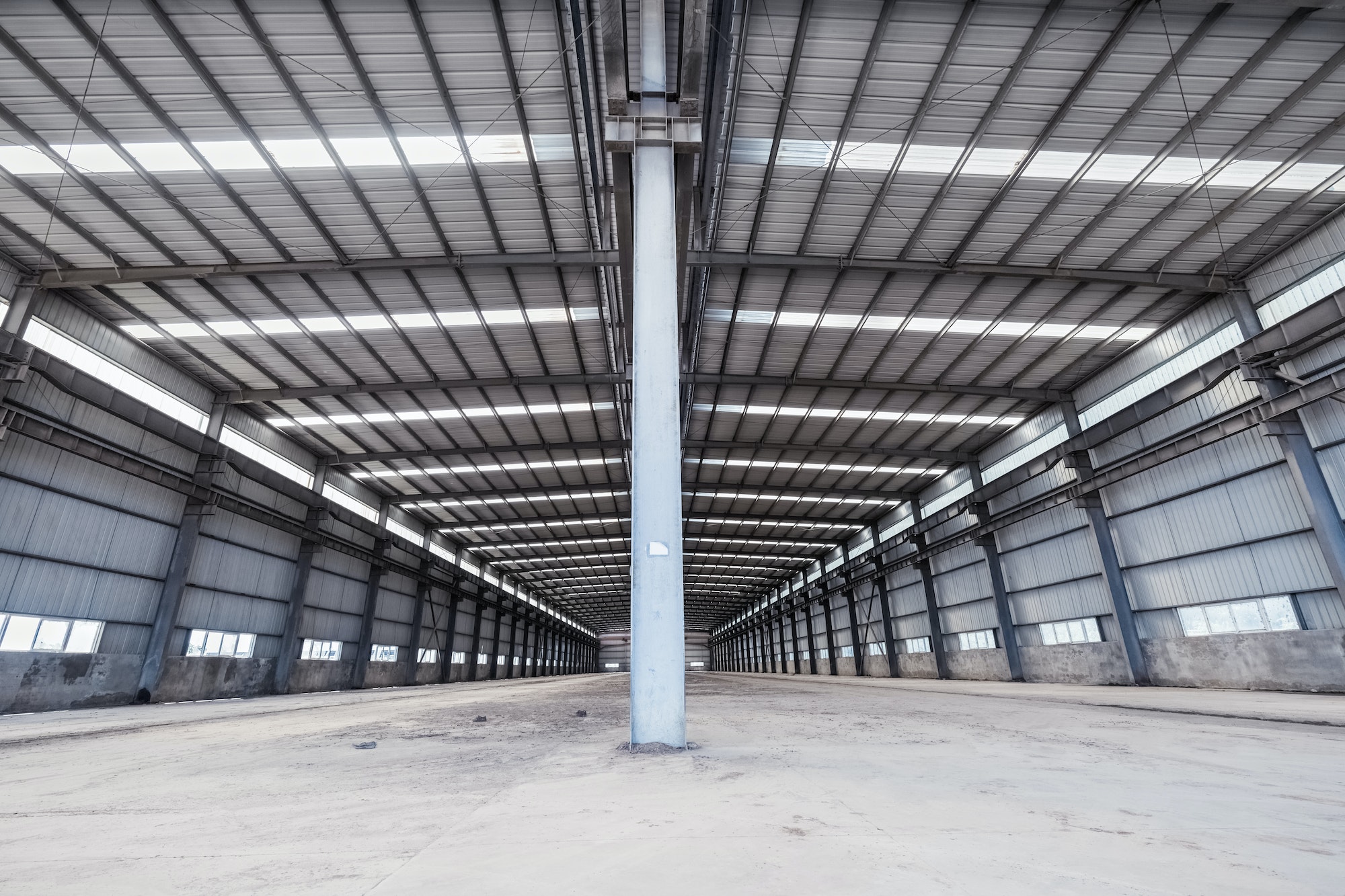 empty steel structure warehouse